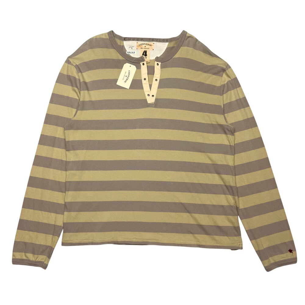 Converse John Varvatos Striped Henley Shirt Men’s XL Mint Ash Y2K Grunge